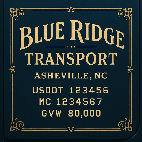 Custom Truck Door USDOT Lettering Decal Sticker Signs With DOT, MC, GVW, KYU, CA Lettering (Set of 2)