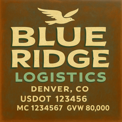 Custom Truck Door USDOT Lettering Decal Sticker Signs With DOT, MC, GVW, KYU, CA Lettering (Set of 2)