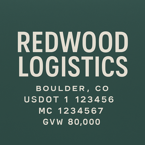 Custom Truck Door USDOT Lettering Decal Sticker Signs With DOT, MC, GVW, KYU, CA Lettering (Set of 2)