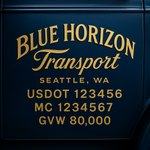 Custom Truck Door USDOT Lettering Decal Sticker Signs With DOT, MC, GVW, KYU, CA Lettering (Set of 2)