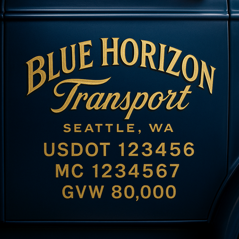 Custom Truck Door USDOT Lettering Decal Sticker Signs With DOT, MC, GVW, KYU, CA Lettering (Set of 2)