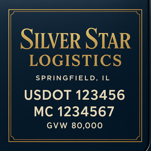Custom Truck Door USDOT Lettering Decal Sticker Signs With DOT, MC, GVW, KYU, CA Lettering (Set of 2)