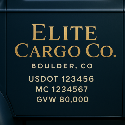 Custom Truck Door USDOT Lettering Decal Sticker Signs With DOT, MC, GVW, KYU, CA Lettering (Set of 2)