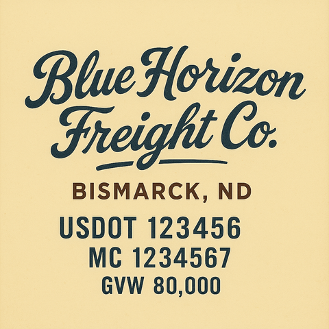 Custom Truck Door USDOT Lettering Decal Sticker Signs With DOT, MC, GVW, KYU, CA Lettering (Set of 2)