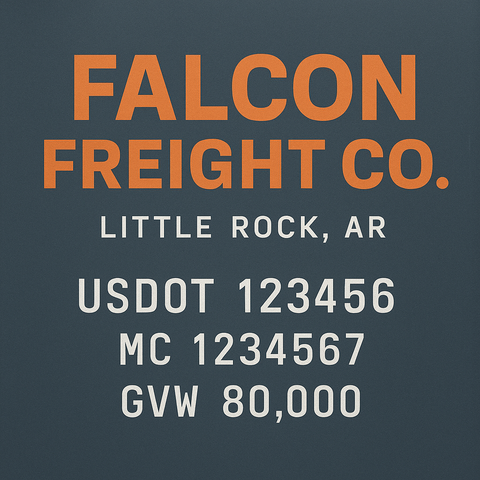 Custom Truck Door USDOT Lettering Decal Sticker Signs With DOT, MC, GVW, KYU, CA Lettering (Set of 2)