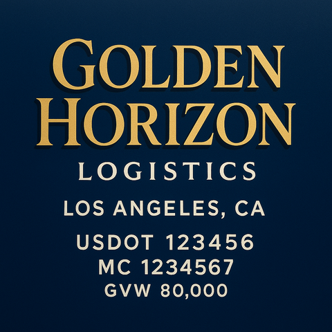 Custom Truck Door USDOT Lettering Decal Sticker Signs With DOT, MC, GVW, KYU, CA Lettering (Set of 2)