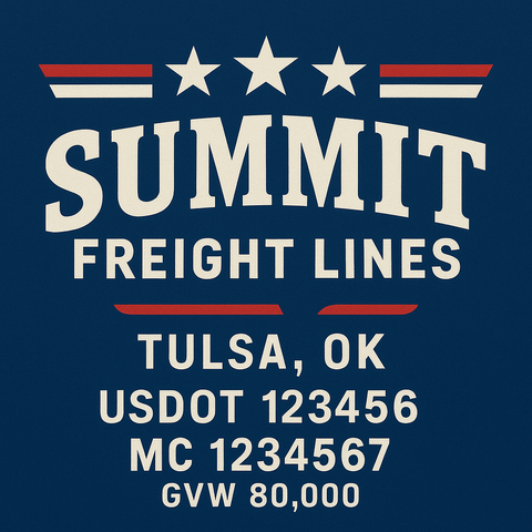 Custom Truck Door USDOT Lettering Decal Sticker Signs With DOT, MC, GVW, KYU, CA Lettering (Set of 2)