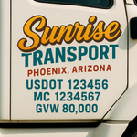 Custom Truck Door USDOT Lettering Decal Sticker Signs With DOT, MC, GVW, KYU, CA Lettering (Set of 2)