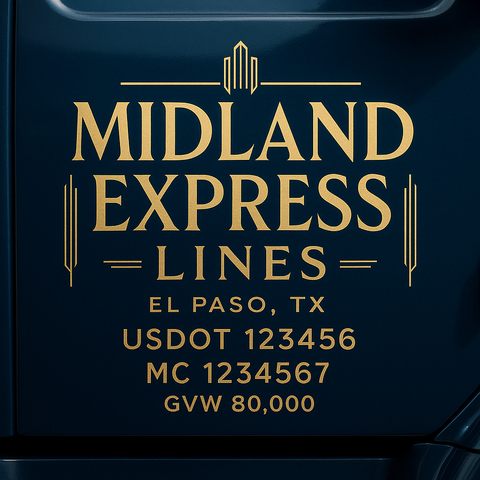 Custom Truck Door USDOT Lettering Decal Sticker Signs With DOT, MC, GVW, KYU, CA Lettering (Set of 2)