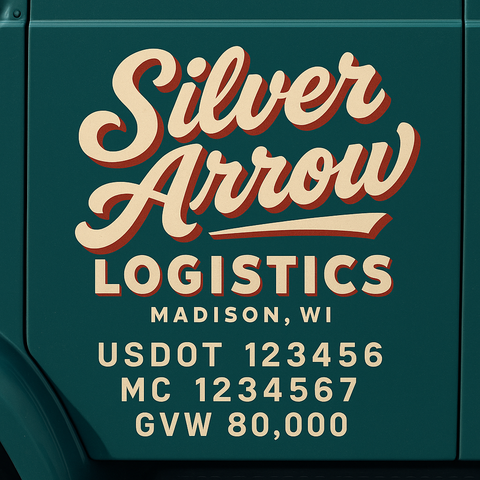 Custom Truck Door USDOT Lettering Decal Sticker Signs With DOT, MC, GVW, KYU, CA Lettering (Set of 2)