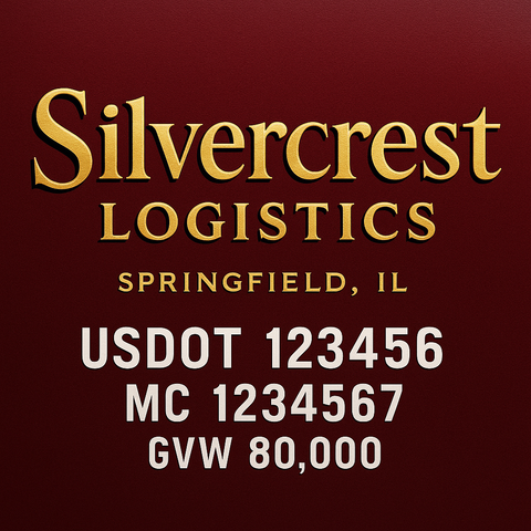 Custom Truck Door USDOT Lettering Decal Sticker Signs With DOT, MC, GVW, KYU, CA Lettering (Set of 2)