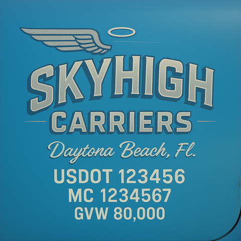Custom Truck Door USDOT Lettering Decal Sticker Signs With DOT, MC, GVW, KYU, CA Lettering (Set of 2)