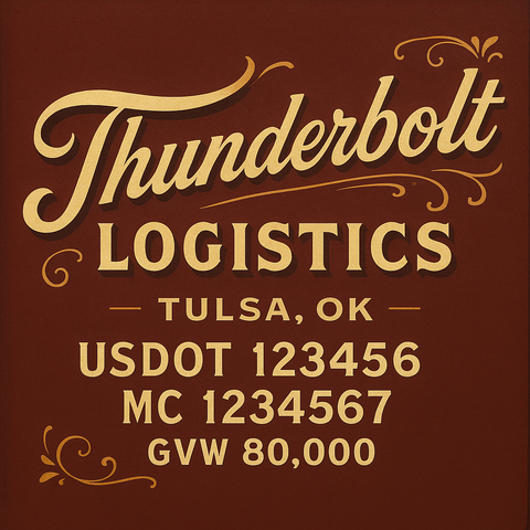 Custom Truck Door USDOT Lettering Decal Sticker Signs With DOT, MC, GVW, KYU, CA Lettering (Set of 2)