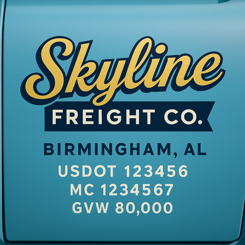 Custom Truck Door USDOT Lettering Decal Sticker Signs With DOT, MC, GVW, KYU, CA Lettering (Set of 2)