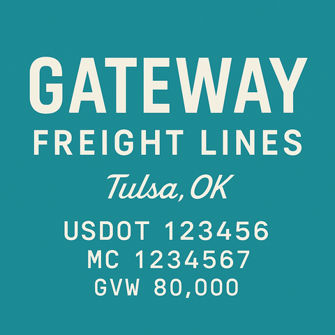 Custom Truck Door USDOT Lettering Decal Sticker Signs With DOT, MC, GVW, KYU, CA Lettering (Set of 2)