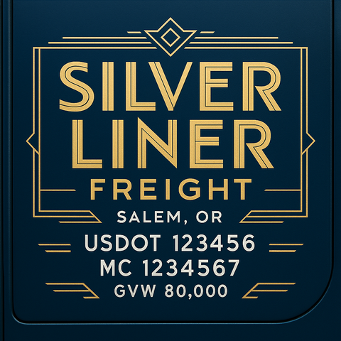 Custom Truck Door USDOT Lettering Decal Sticker Signs With DOT, MC, GVW, KYU, CA Lettering (Set of 2)