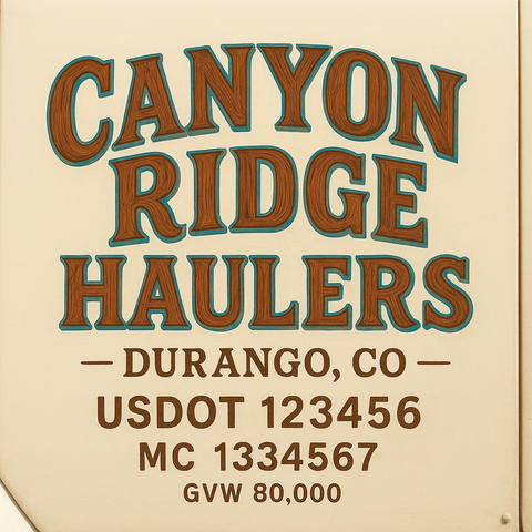 Custom Truck Door USDOT Lettering Decal Sticker Signs With DOT, MC, GVW, KYU, CA Lettering (Set of 2)