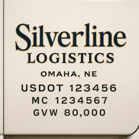 Custom Truck Door USDOT Lettering Decal Sticker Signs With DOT, MC, GVW, KYU, CA Lettering (Set of 2)