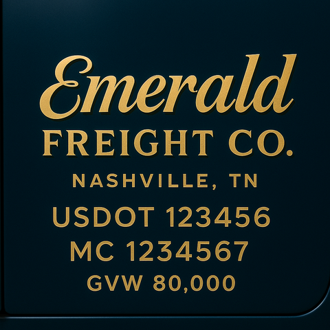 Custom Truck Door USDOT Lettering Decal Sticker Signs With DOT, MC, GVW, KYU, CA Lettering (Set of 2)