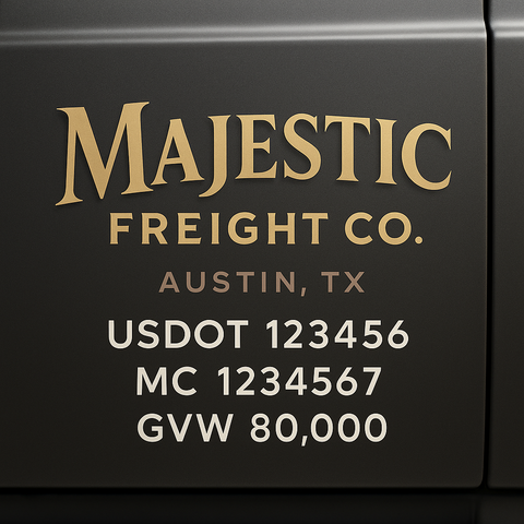 Custom Truck Door USDOT Lettering Decal Sticker Signs With DOT, MC, GVW, KYU, CA Lettering (Set of 2)