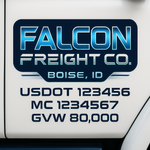 Custom Truck Door USDOT Lettering Decal Sticker Signs With DOT, MC, GVW, KYU, CA Lettering (Set of 2)