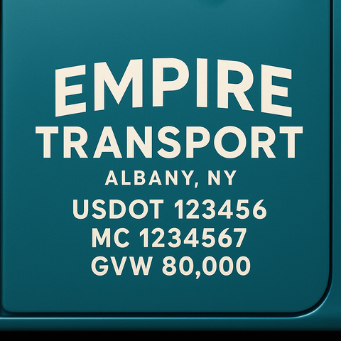 Custom Truck Door USDOT Lettering Decal Sticker Signs With DOT, MC, GVW, KYU, CA Lettering (Set of 2)