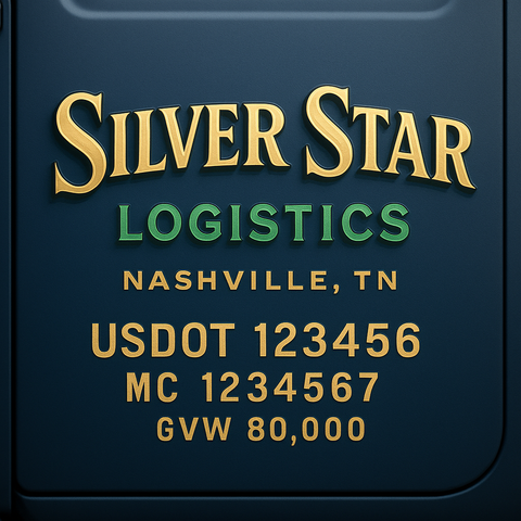 Custom Truck Door USDOT Lettering Decal Sticker Signs With DOT, MC, GVW, KYU, CA Lettering (Set of 2)