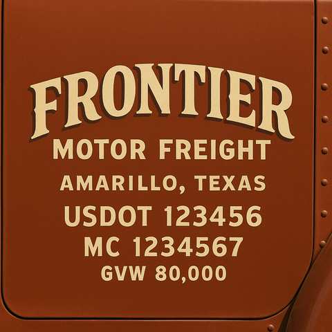 Custom Truck Door USDOT Lettering Decal Sticker Signs With DOT, MC, GVW, KYU, CA Lettering (Set of 2)