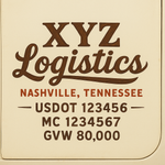 Custom Truck Door USDOT Lettering Decal Sticker Signs With DOT, MC, GVW, KYU, CA Lettering (Set of 2)
