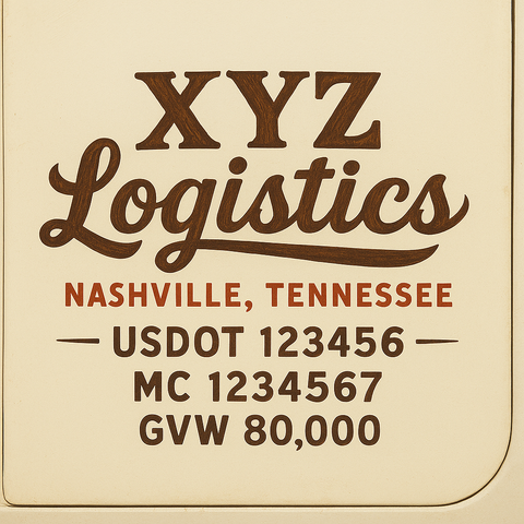 Custom Truck Door USDOT Lettering Decal Sticker Signs With DOT, MC, GVW, KYU, CA Lettering (Set of 2)