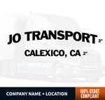 1 Line Curved Company Name + 1 Line Location or Regulation Decal (Set of 2)