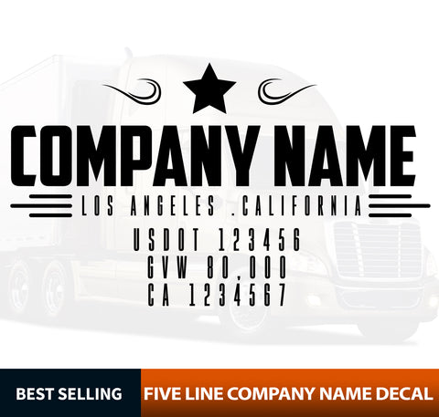 Company Name Truck Door Decal 5 lines