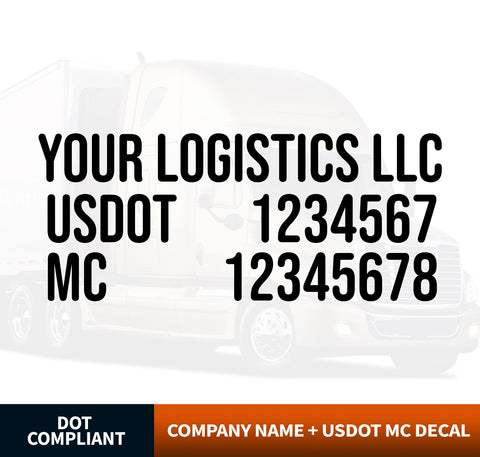 business name usdot mc decal sticker truck cab set