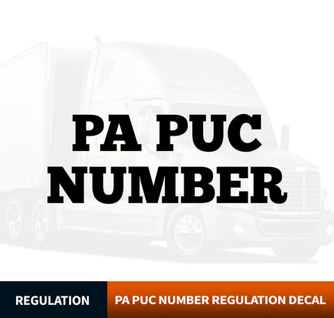 PA PUC Number Sticker Decal