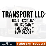 transport company name usdot mc kyu gvw decal sticker