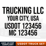 trucking company name, location, usdot & mc number decal sticker