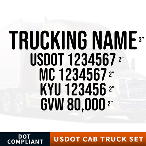 trucking name usdot mc kyu gvw decal sticker