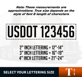 Trucking Business Name, Location, USDOT, MC, CA, KYU & GVW Decal Sticker (Set of 2)