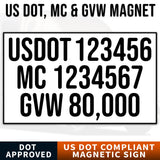 usdot mc gvw number magnetic sign