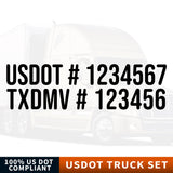 usdot & txdmv number decal sticker (vinyl truck lettering)